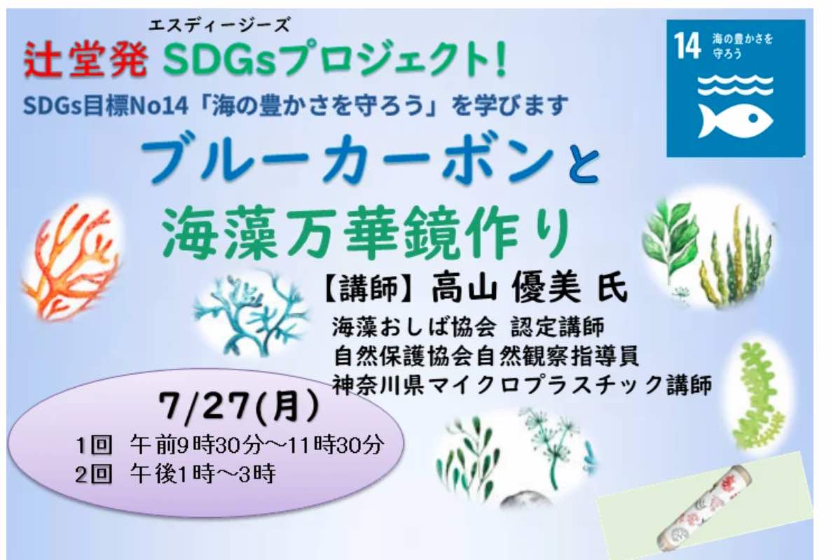 SDGsブルーカーボンと海藻万華鏡作り 定員各回20名
