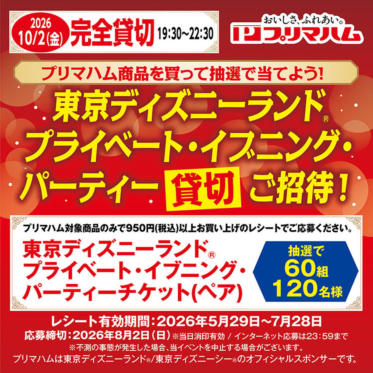 東京ディズニーランド　プライベートイブニングパーティーご招待