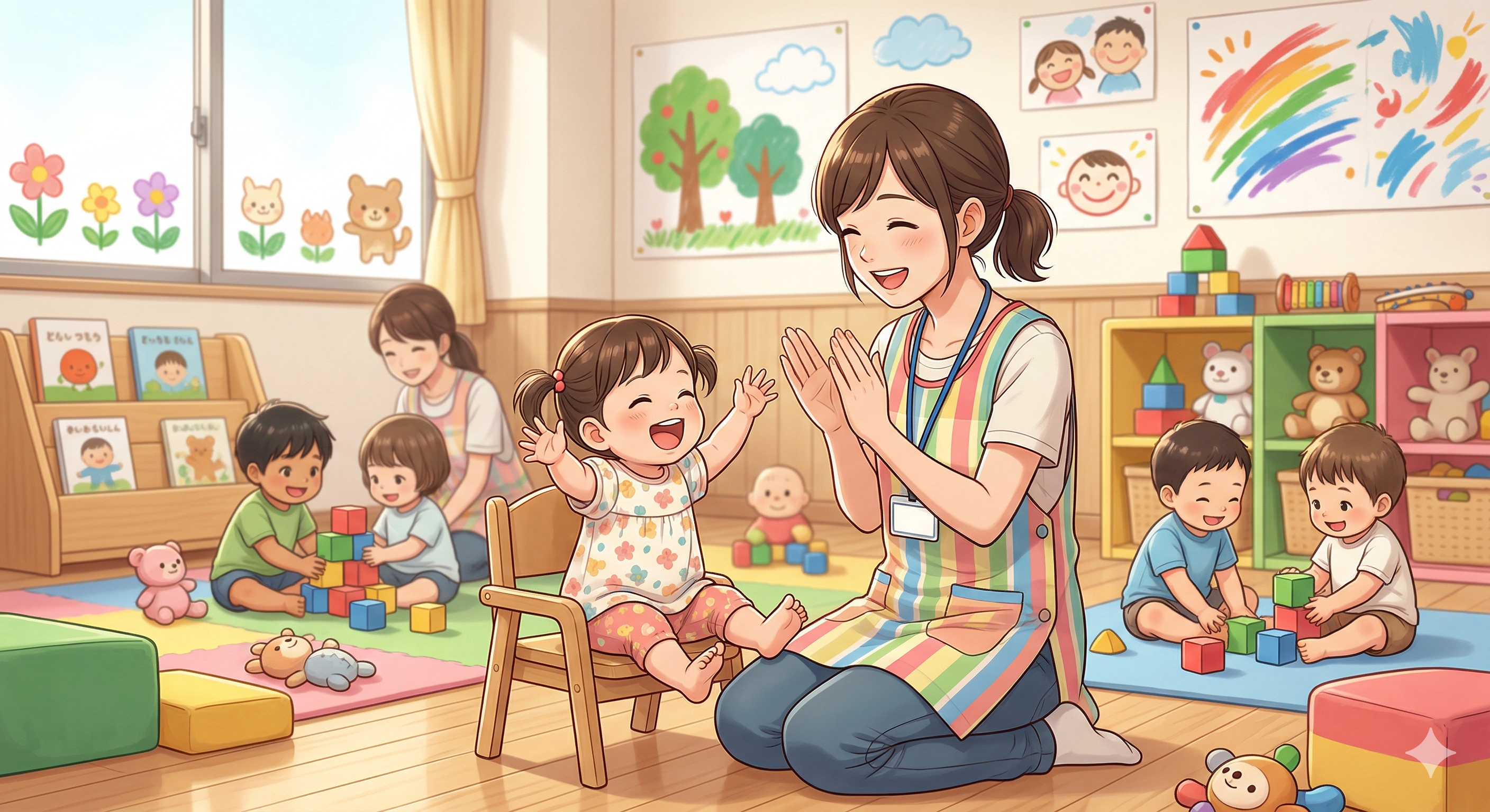 保育園の先生とふれあい遊び