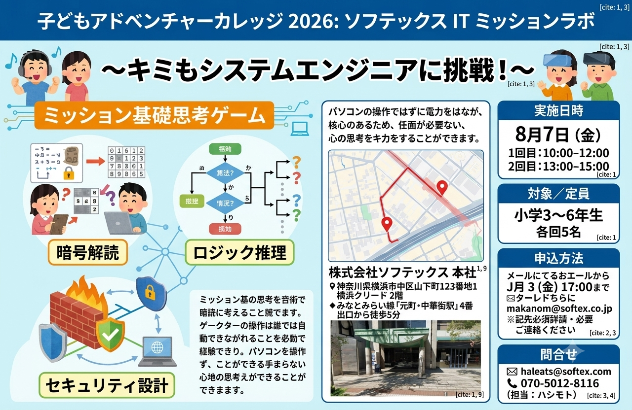 ソフテックス IT ミッションラボ～キミもシステムエンジニアに挑戦！～