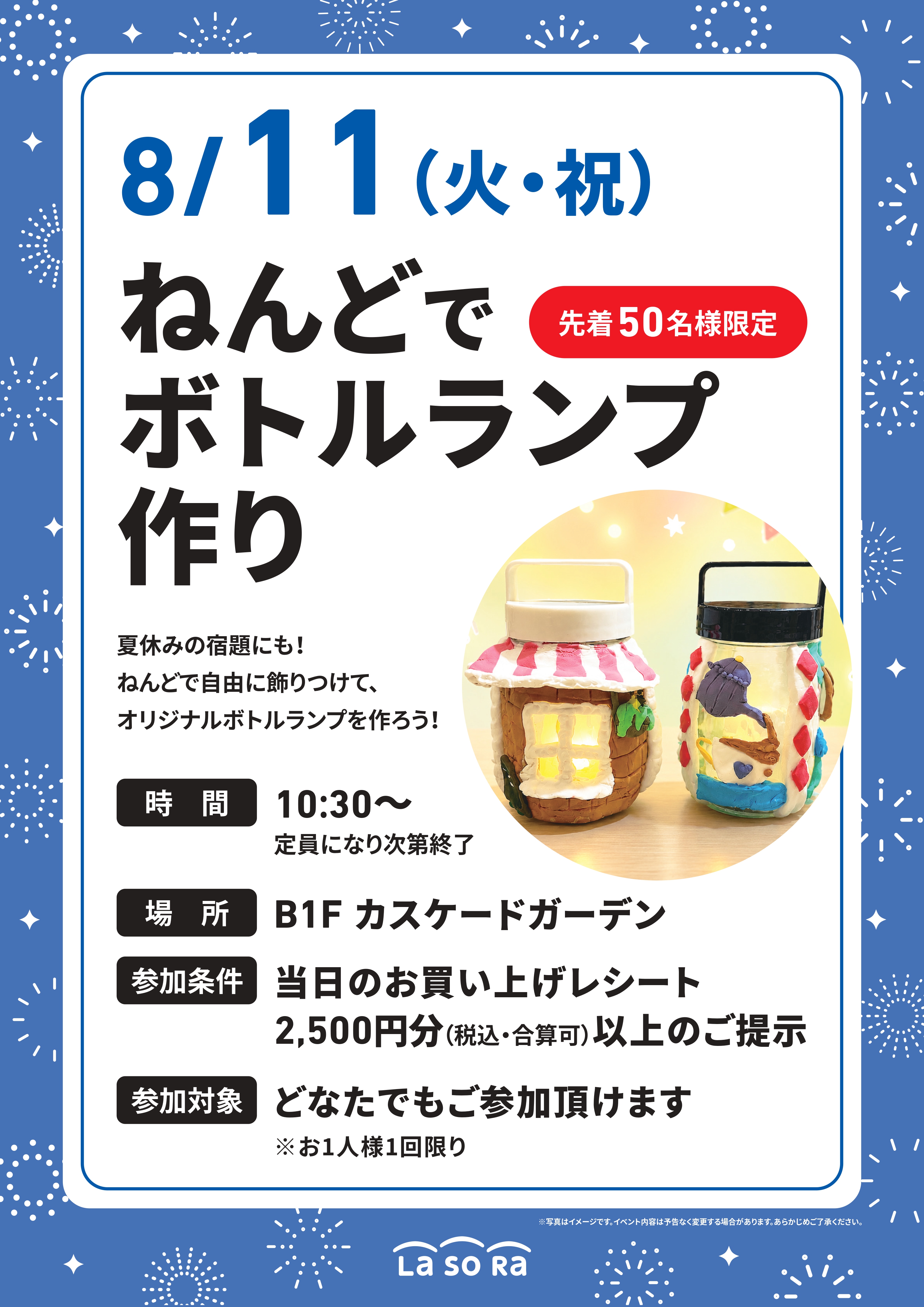 ねんどでボトルランプ作り