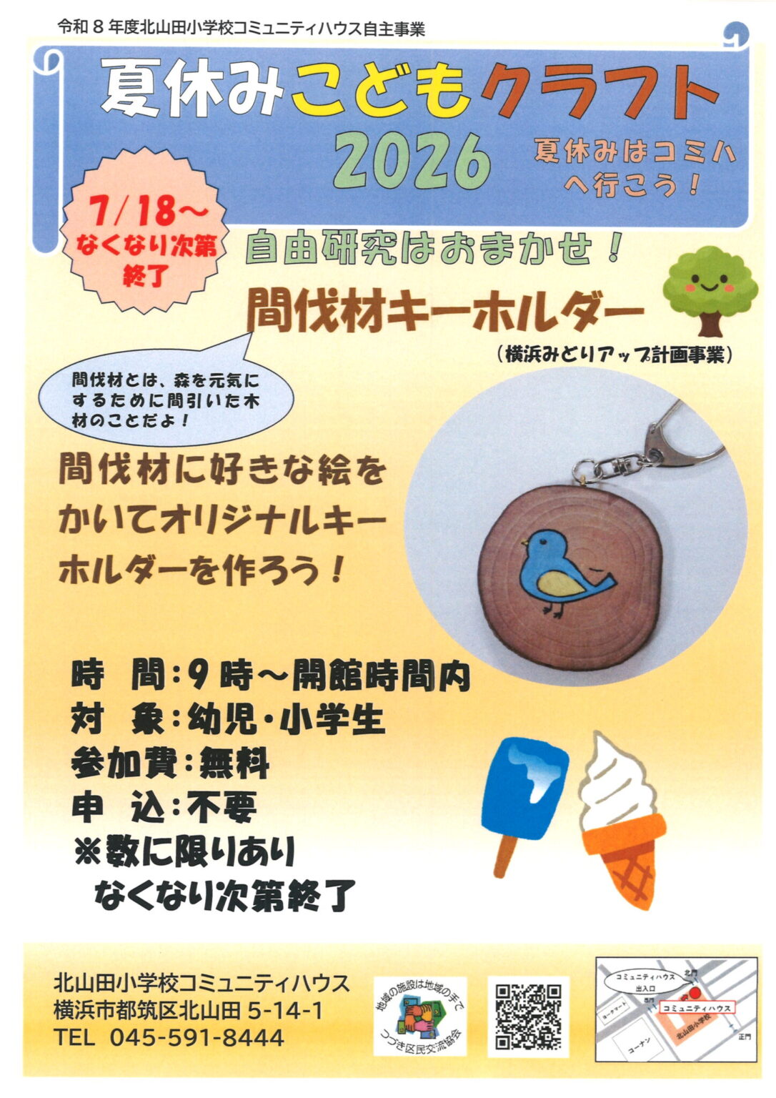 幼児　小学生向け 間伐材キーホルダー作り