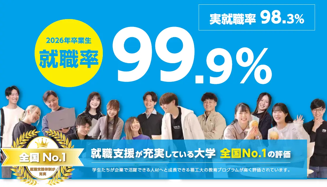 福岡工業大学2026年卒業生の就職率：99.9％ 実就職率：98.3％に