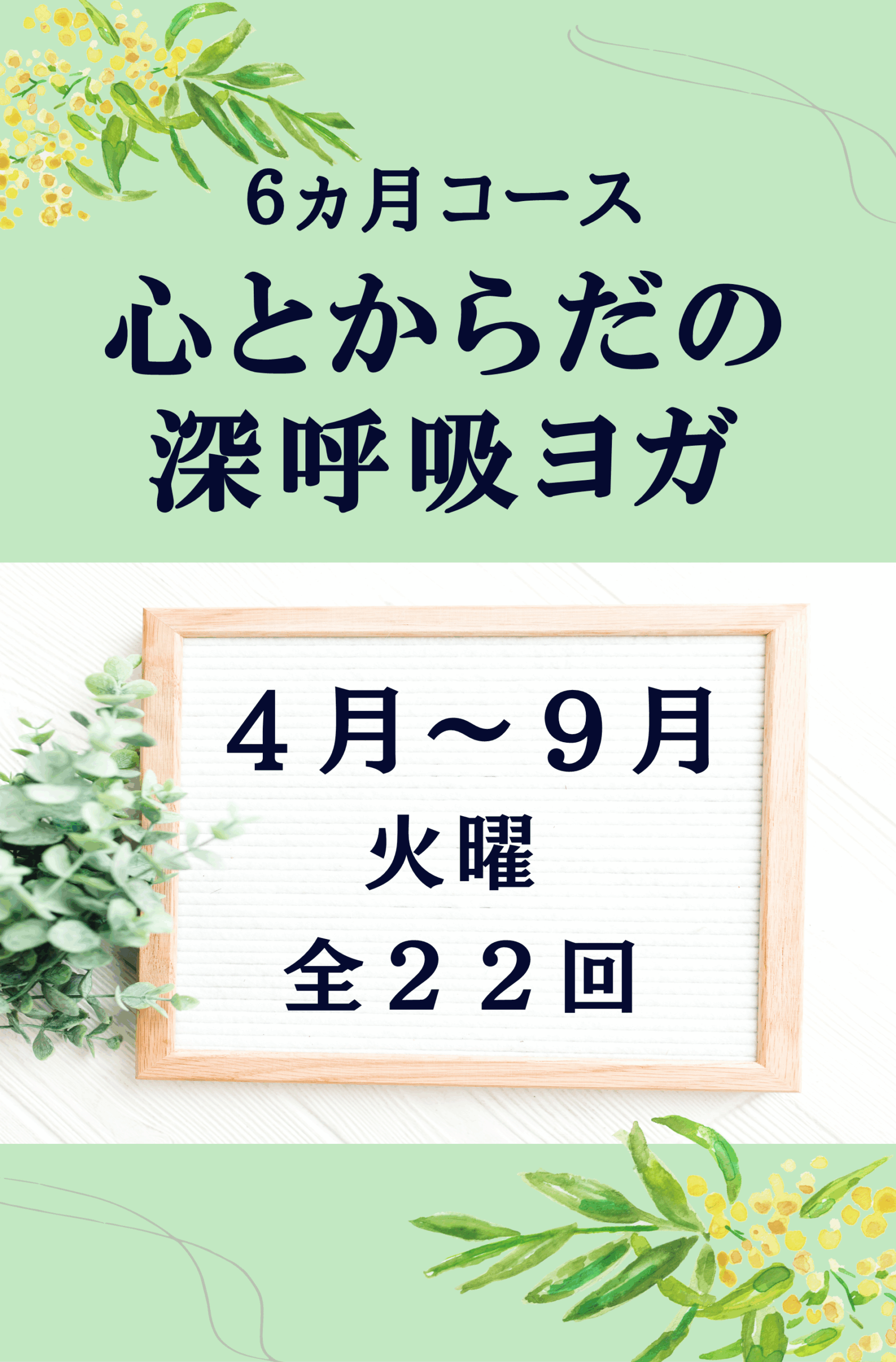 6ヵ月コース　心とからだの深呼吸ヨガ（2026年前期）