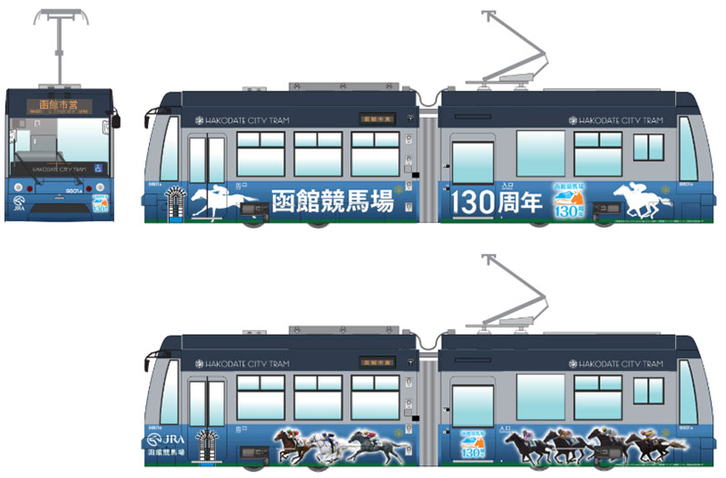 函館競馬場130周年ラッピング市電