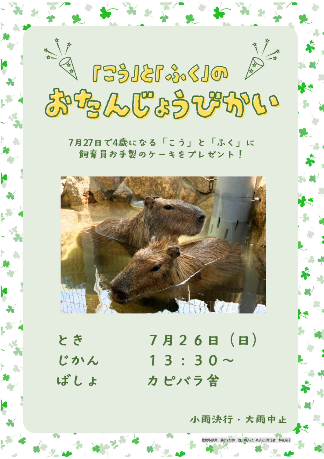 カピバラ「こう」&「ふく」のお誕生日会
